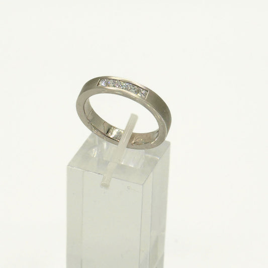 18ct White Gold Flat Band Diamond Set Ring