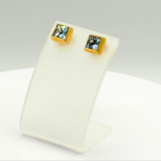 9ct Yellow Gold Earrings With Blue Topaz