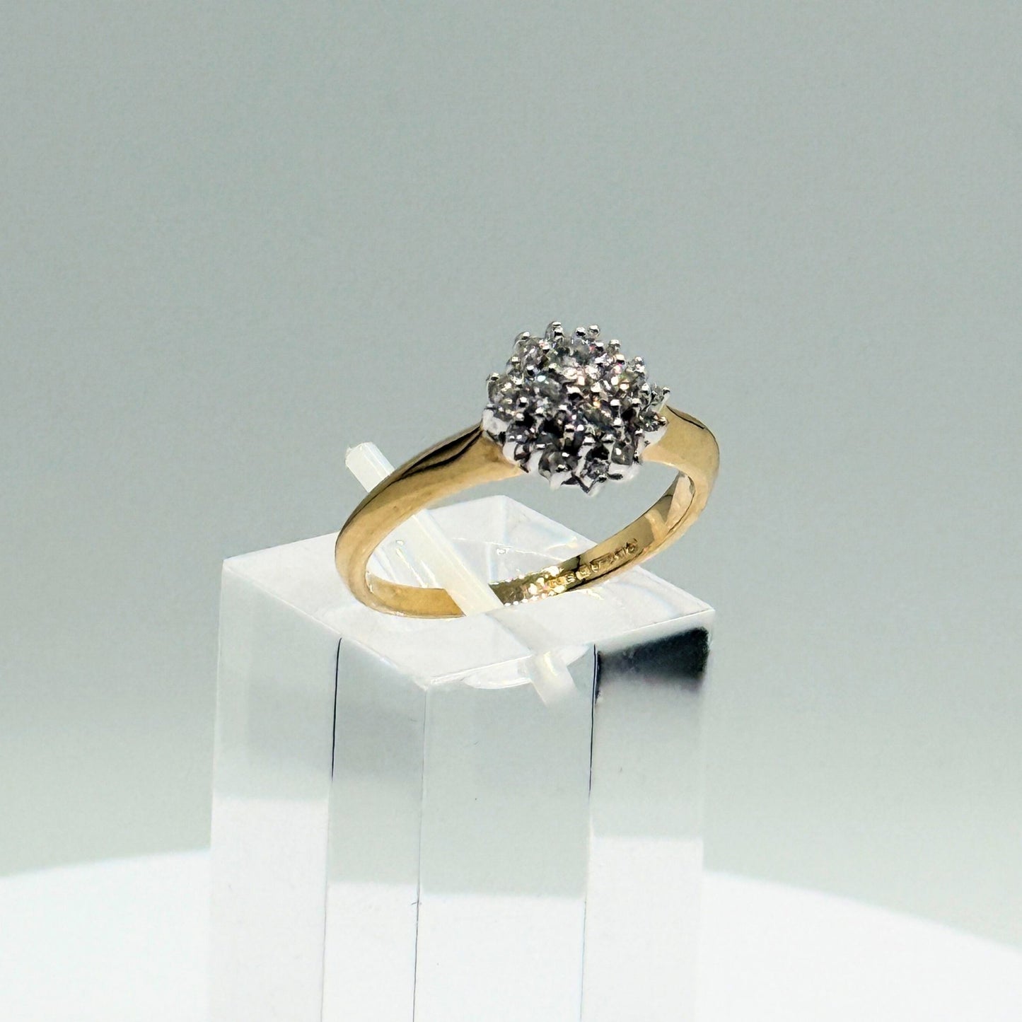 9ct Yellow & White Gold Cluster Diamond Ring