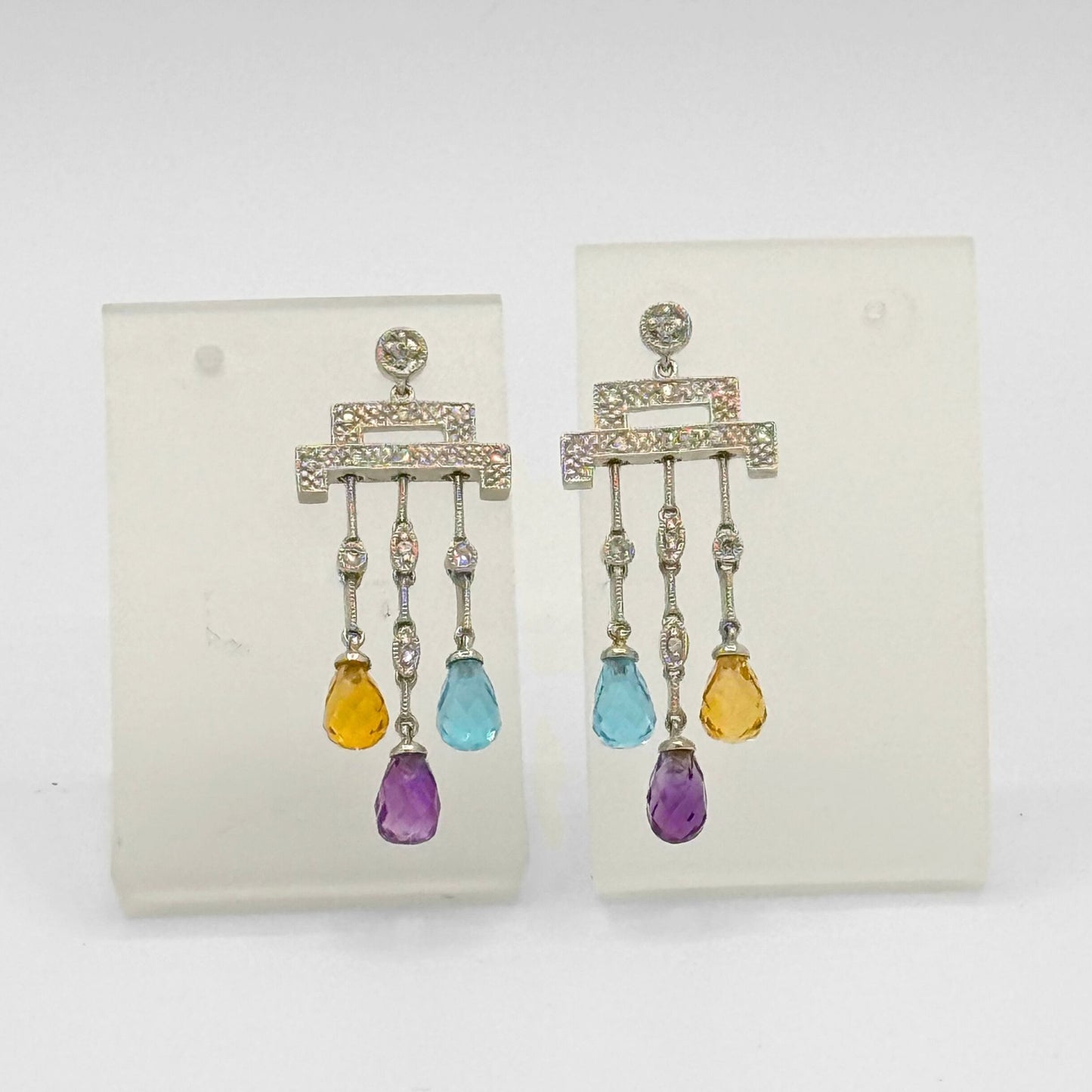 Multi-Coloured Gemstone Drop Earrings
